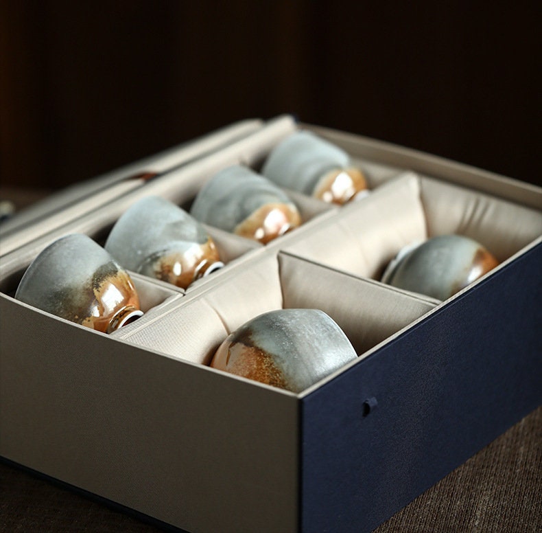 Handmade Kungfu tea Set, Jingdezhen Wood-fire Color Teapot Set - 1 teapot, 4 cups and 1 fairness cup, Gift Set for Gongfu Tea Lovers