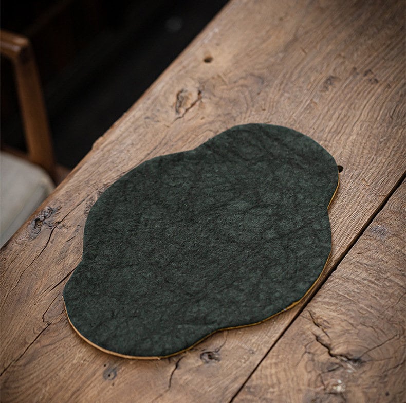 Hand Stitching Tea Table Mat 33X23CM, Plant Dye Canvas Embroidery Tea Mat, Teapot Mat, Chado Placemat, waterproof, Kungfu Tea Accessories