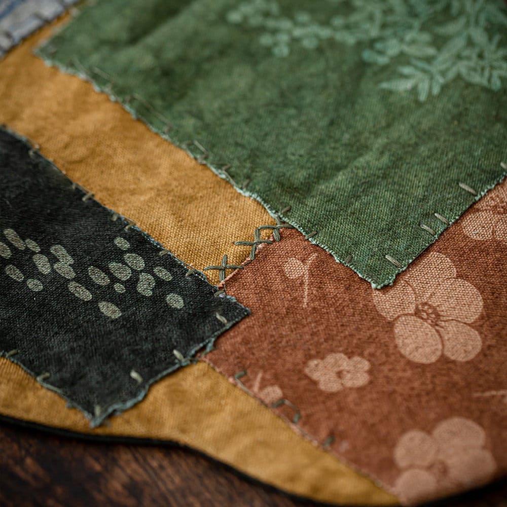 Hand Stitching Tea Table Mat 33X23CM, Plant Dye Canvas Embroidery Tea Mat, Teapot Mat, Chado Placemat, waterproof, Kungfu Tea Accessories