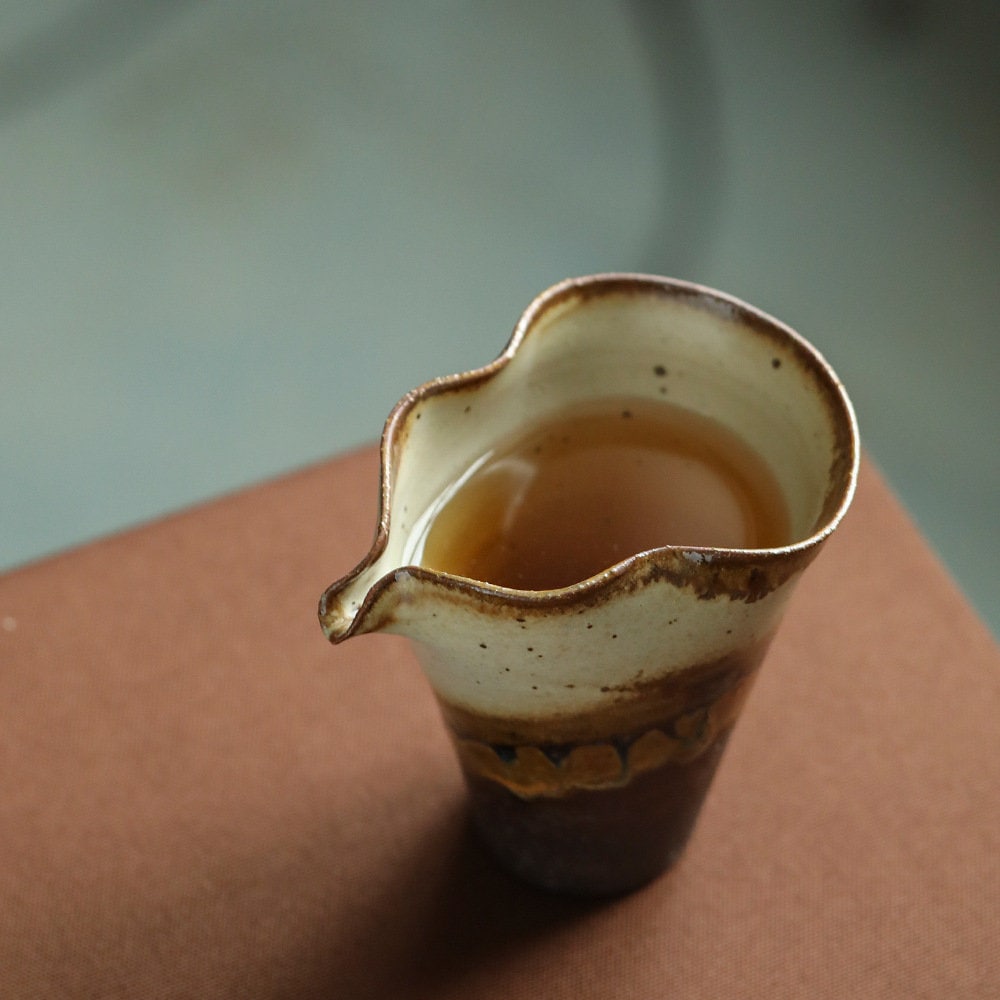Handmade Fairness Cup for Kungfu Tea Ceremony, ‘Sunset’ Stoneware Tea Pitchers, Gong Dao Bei, Cha Hai, Gongfu Tea Accessories - 3 Styles