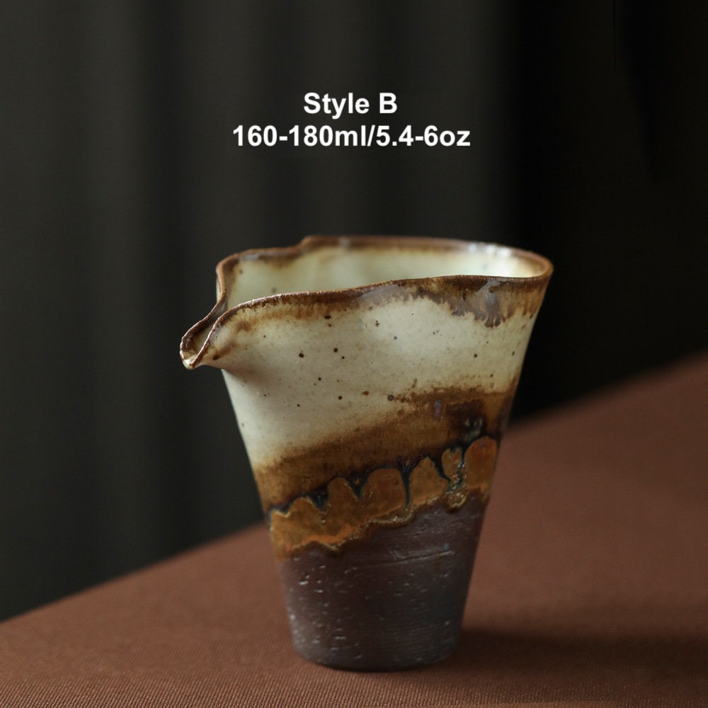 Handmade Fairness Cup for Kungfu Tea Ceremony, ‘Sunset’ Stoneware Tea Pitchers, Gong Dao Bei, Cha Hai, Gongfu Tea Accessories - 3 Styles