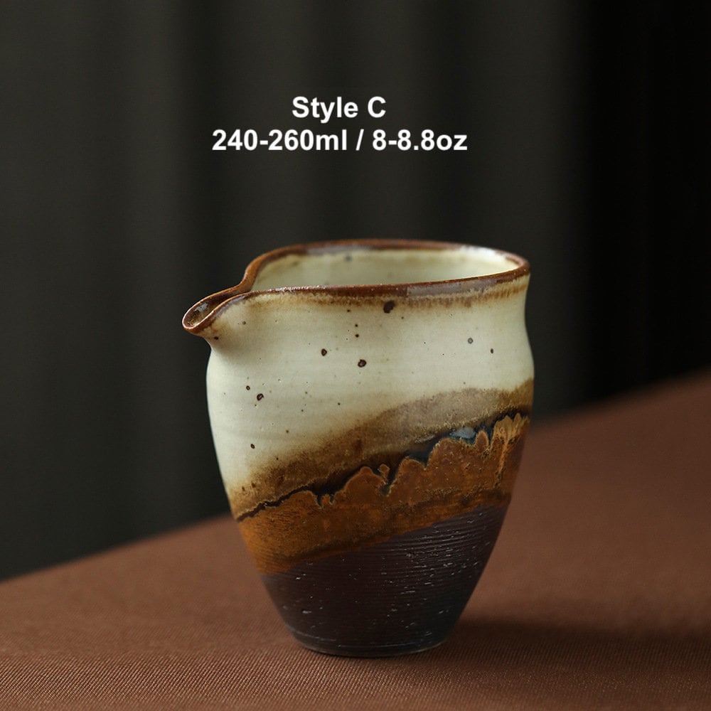 Handmade Fairness Cup for Kungfu Tea Ceremony, ‘Sunset’ Stoneware Tea Pitchers, Gong Dao Bei, Cha Hai, Gongfu Tea Accessories - 3 Styles