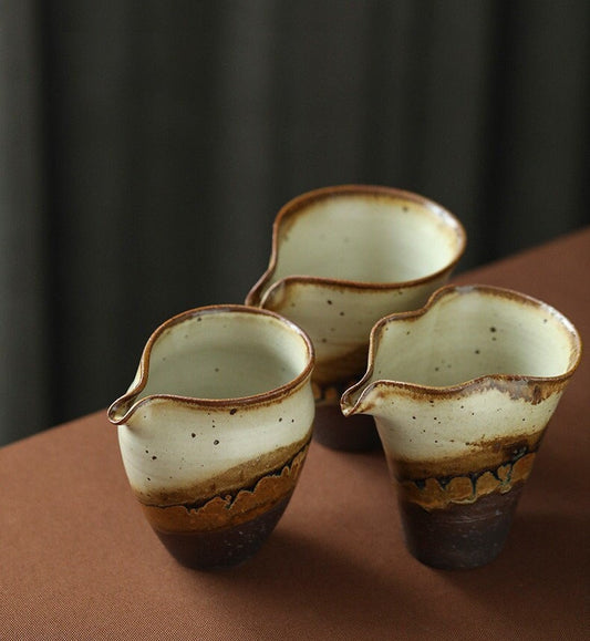 Handmade Fairness Cup for Kungfu Tea Ceremony, ‘Sunset’ Stoneware Tea Pitchers, Gong Dao Bei, Cha Hai, Gongfu Tea Accessories - 3 Styles