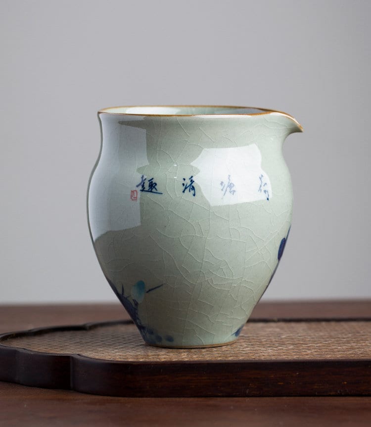 Handmade Fairness Cup for Kungfu Tea Ceremony, Fanggu style pitcher, Blue lotus Tea Pitcher, Gong Dao Bei, Cha Hai, Gongfu Tea Accessories,