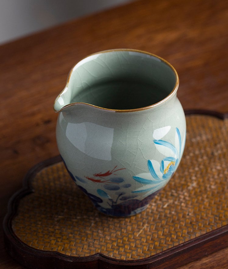 Handmade Fairness Cup for Kungfu Tea Ceremony, Fanggu style pitcher, Blue lotus Tea Pitcher, Gong Dao Bei, Cha Hai, Gongfu Tea Accessories,