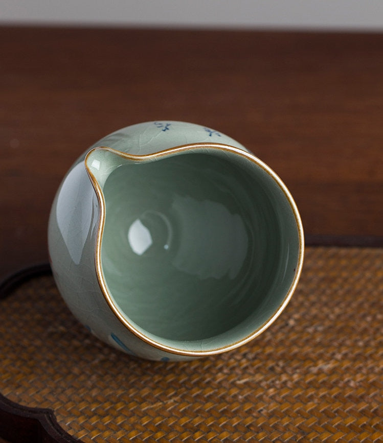 Handmade Fairness Cup for Kungfu Tea Ceremony, Fanggu style pitcher, Blue lotus Tea Pitcher, Gong Dao Bei, Cha Hai, Gongfu Tea Accessories,