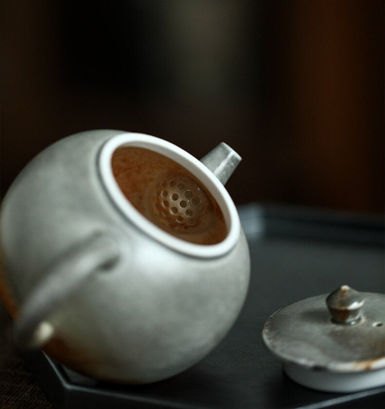 Handmade Kungfu tea Set, Jingdezhen Wood-fire Color Teapot Set - 1 teapot, 4 cups and 1 fairness cup, Gift Set for Gongfu Tea Lovers