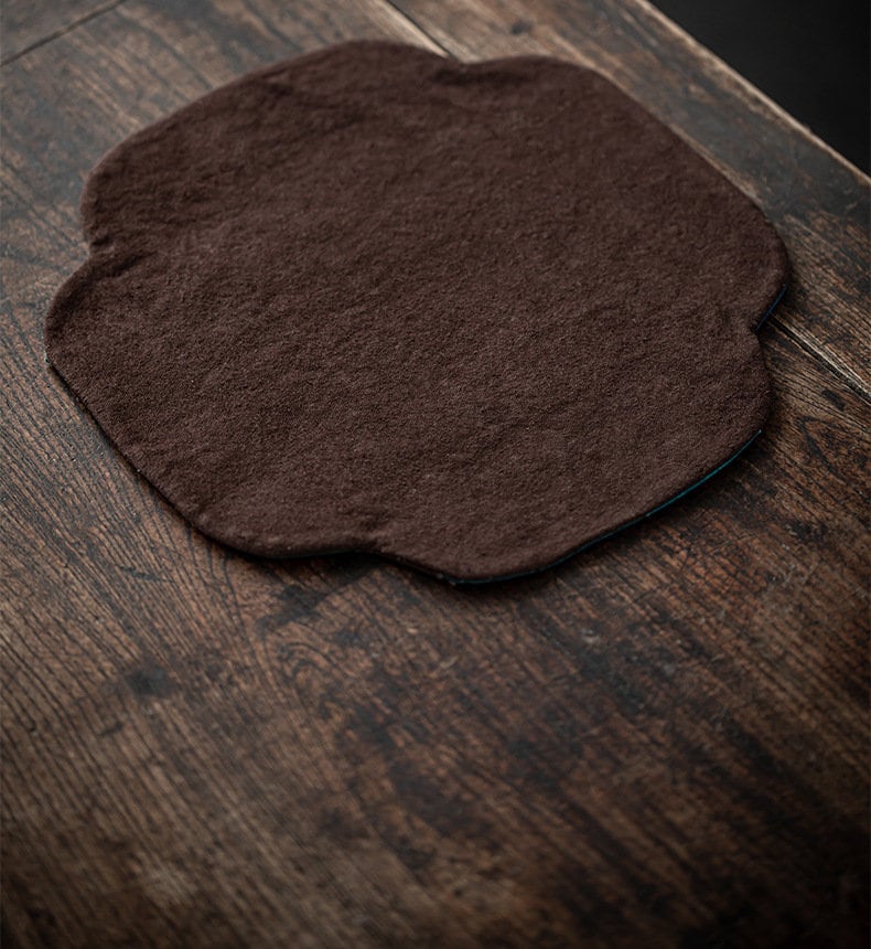 Tea Table Mat 33X33CM, Hand Stitching, Plant Dye Canvas Embroidery Tea Mat, Zen Style Teapot Mat, waterproof, Kungfu Tea Accessories