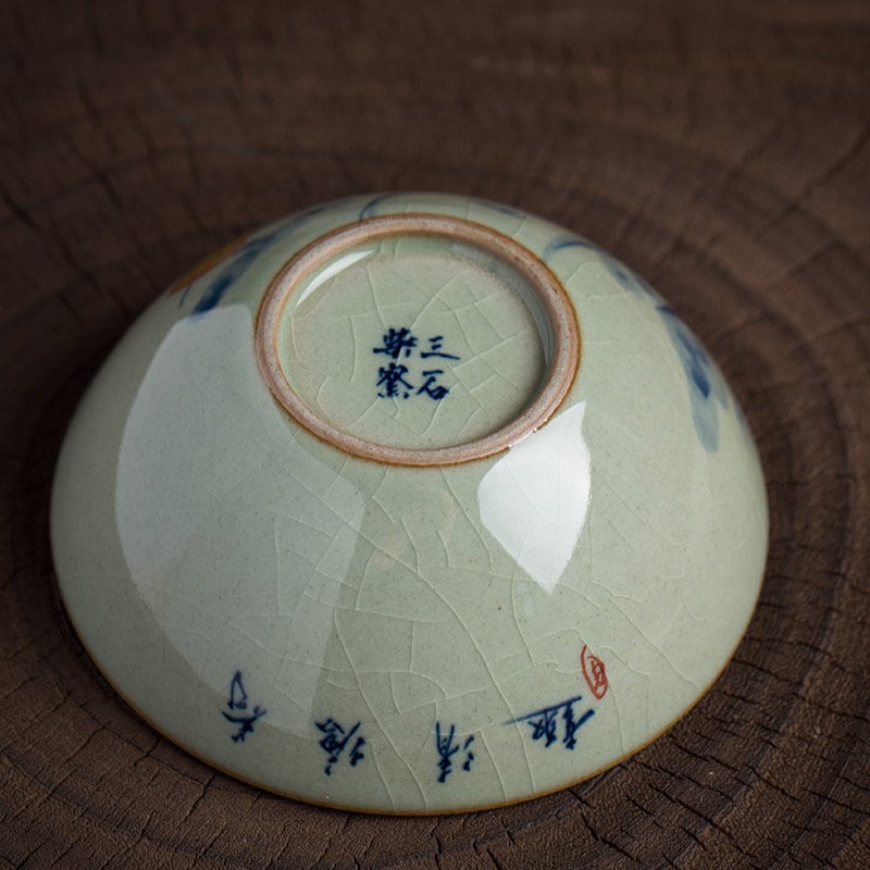 Hand Painted Blue White Pu-erh Tea Cup 90ml /3oz, Wood-Fired Kiln Tea Cups, Chinese Master tea Cups, 2 Styles, Gift for Kungfu Tea Lovers