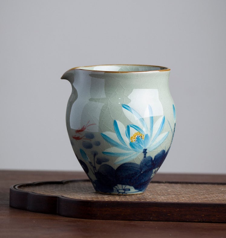 Handmade Fairness Cup for Kungfu Tea Ceremony, Fanggu style pitcher, Blue lotus Tea Pitcher, Gong Dao Bei, Cha Hai, Gongfu Tea Accessories,