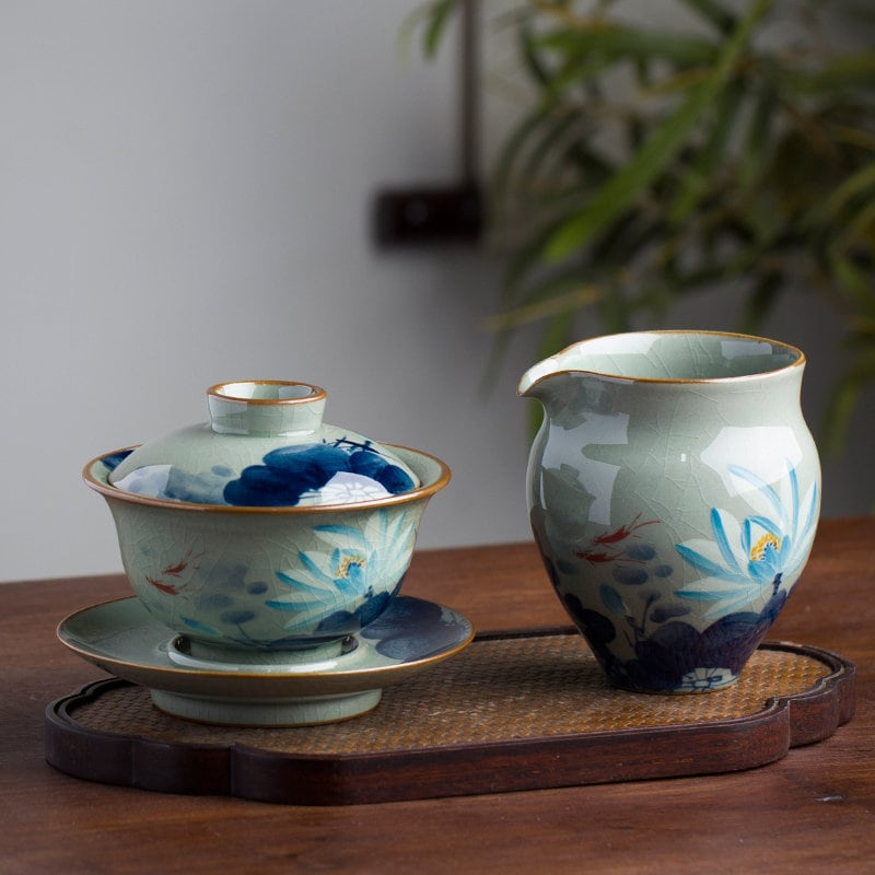 Handmade Fairness Cup for Kungfu Tea Ceremony, Fanggu style pitcher, Blue lotus Tea Pitcher, Gong Dao Bei, Cha Hai, Gongfu Tea Accessories,