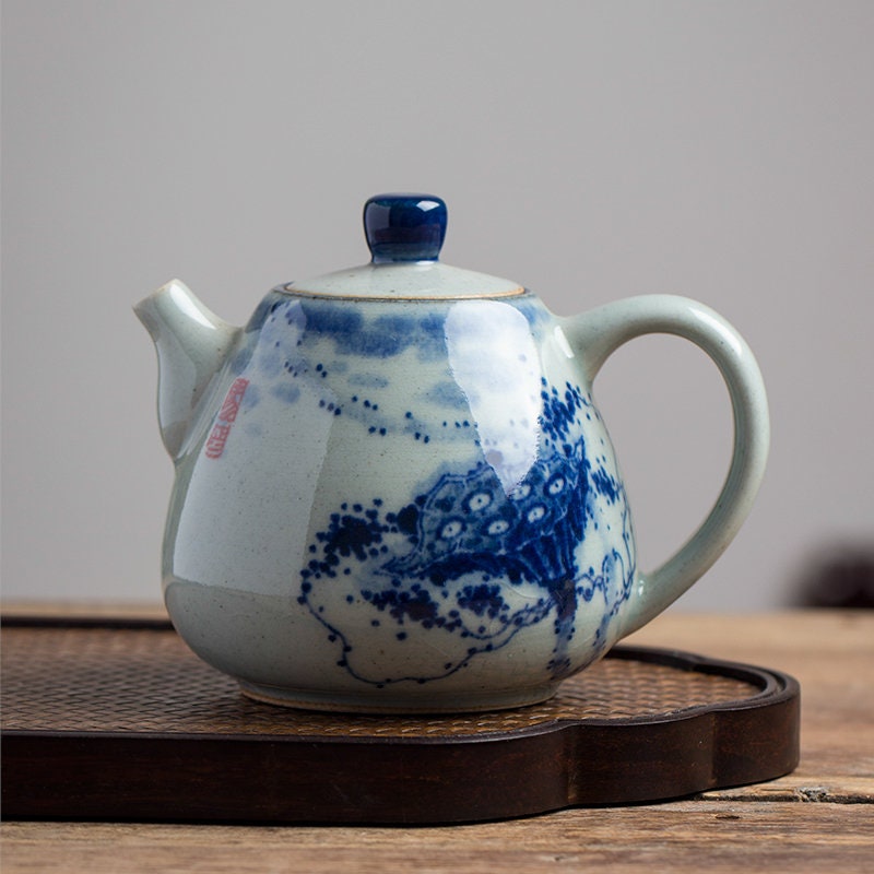 Blue White Hand Painted Gongfu Teapot 180ml/6oz, Handmade Chinese Teapot, Small Jingdezhen Teapot, 5 Styles, Gift to Kungfu Tea Lovers