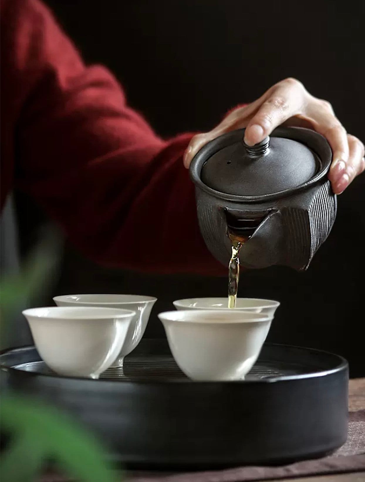 Black Pottery Gongfu Teapot, Handmade Japanese Style Teapots, Small Teapot to Brew Loose Leaf Tea, 2 Styles, Black Kyusu Teapot