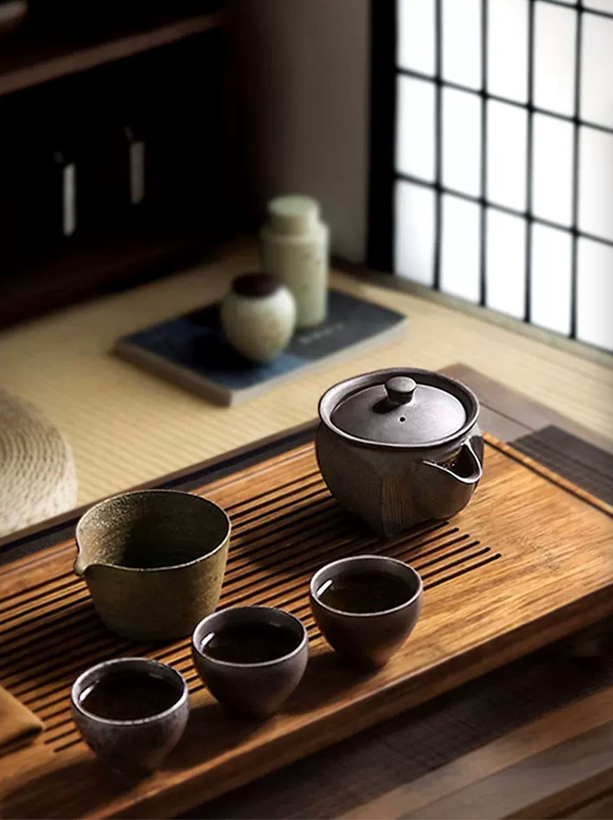 Black Pottery Gongfu Teapot, Handmade Japanese Style Teapots, Small Teapot to Brew Loose Leaf Tea, 2 Styles, Black Kyusu Teapot