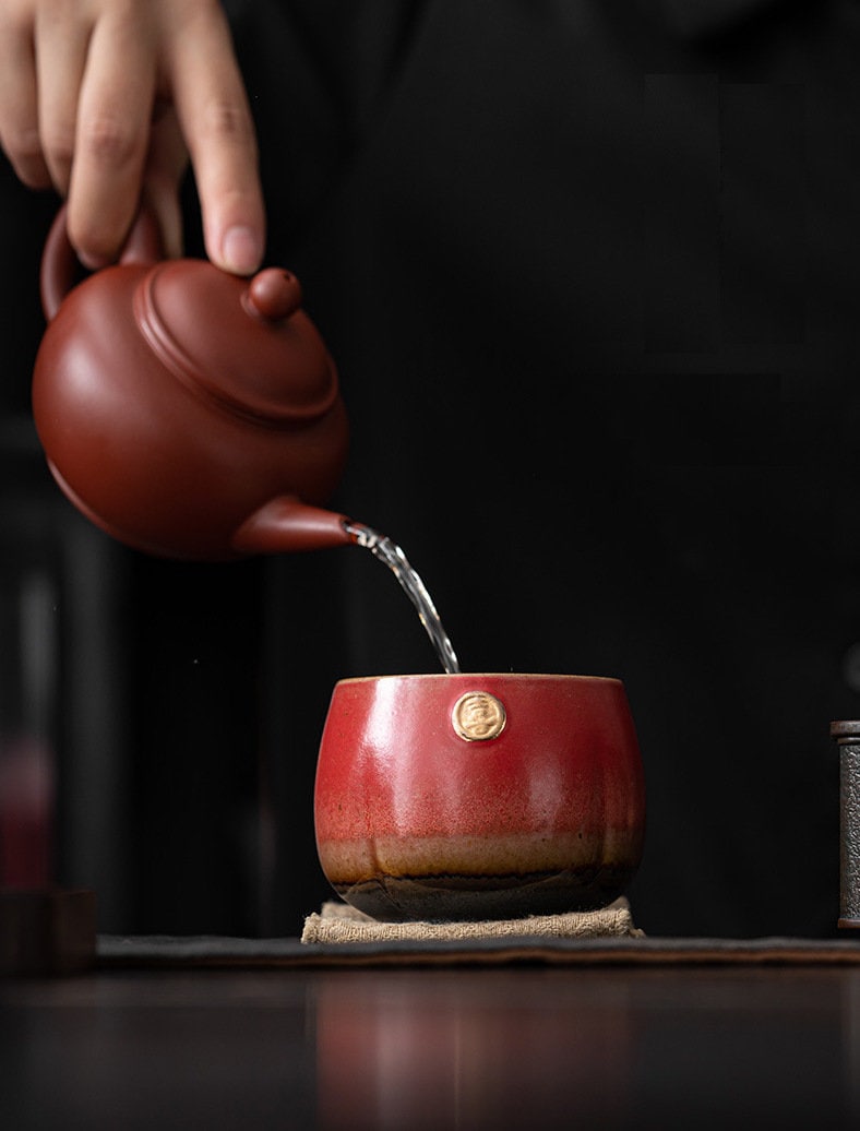 Chinese Wedding Tea Cups, ‘Happiness’ Wedding Tea Cups, Red Ceramic Tea Cups, Chinese Tea Ceremony Cups, Tea Cups Gift for New Couples