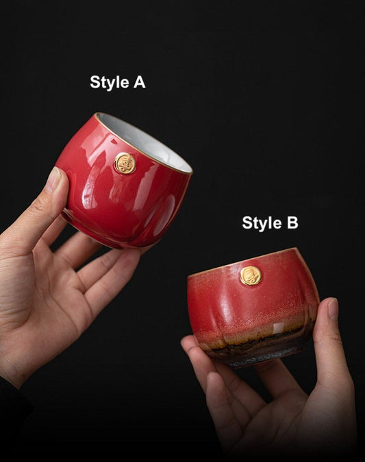 Chinese Wedding Tea Cups, ‘Happiness’ Wedding Tea Cups, Red Ceramic Tea Cups, Chinese Tea Ceremony Cups, Tea Cups Gift for New Couples