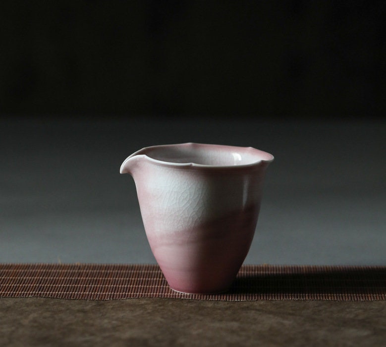 Handmade Fairness Cup 180-200ml/6-6.7oz, Ice Crack Glaze Pink Gong Dao Bei, Tea Pitcher, Jingdezhen, Cha Hai, Gongfu Tea Accessories