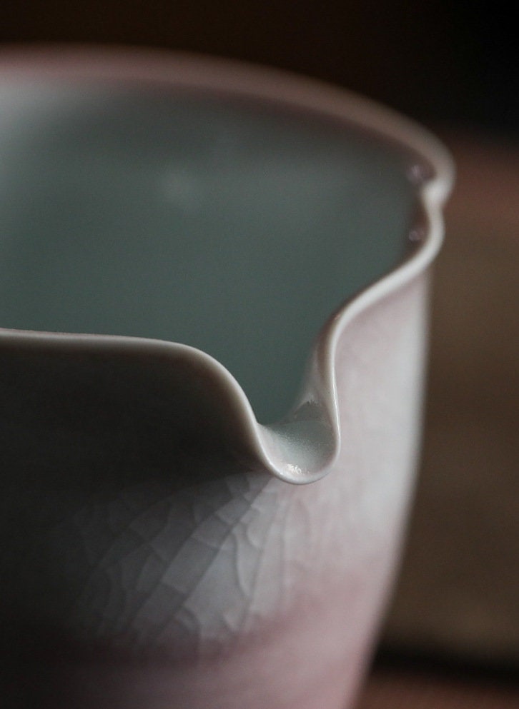 Handmade Fairness Cup 180-200ml/6-6.7oz, Ice Crack Glaze Pink Gong Dao Bei, Tea Pitcher, Jingdezhen, Cha Hai, Gongfu Tea Accessories