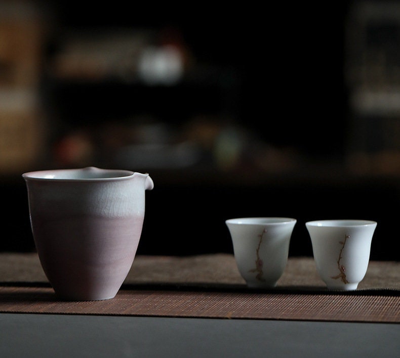 Handmade Fairness Cup 180-200ml/6-6.7oz, Ice Crack Glaze Pink Gong Dao Bei, Tea Pitcher, Jingdezhen, Cha Hai, Gongfu Tea Accessories