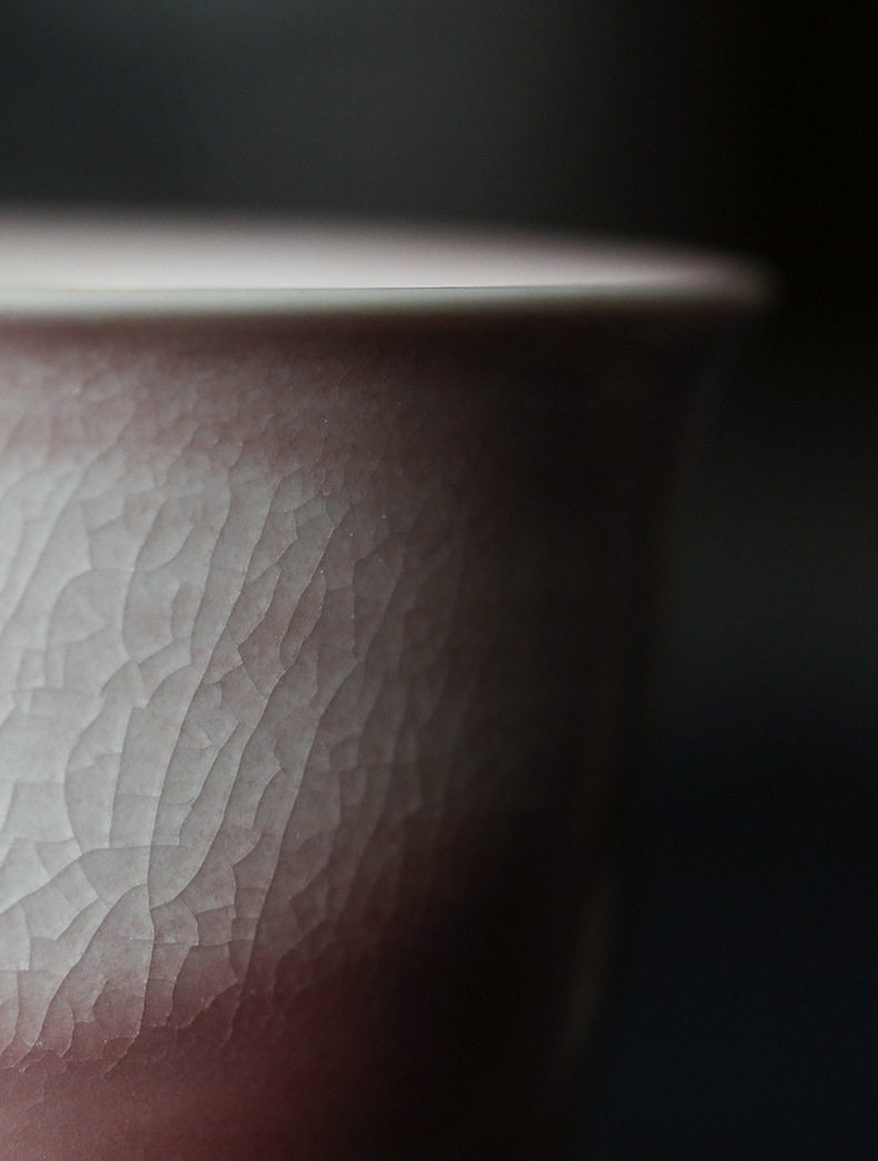Handmade Fairness Cup 180-200ml/6-6.7oz, Ice Crack Glaze Pink Gong Dao Bei, Tea Pitcher, Jingdezhen, Cha Hai, Gongfu Tea Accessories
