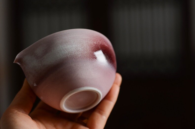 Handmade Fairness Cup 150ml/5oz, Ice Crack Pink Glaze Gong Dao Bei, Tea Pitcher, Jingdezhen, Cha Hai, Gongfu Tea Accessories