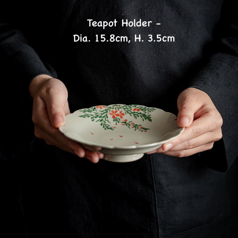 Hand Painted Floral Gongfu Teapot 3.5-5.5oz/105-165ml, Small Ceramic Teapot for Gongfu Cha, Under-glaze, 2 Styles, Gift to Gongfu Tea Lovers