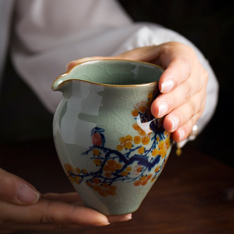 Wood-Fired Gongfu Tea Cups, Hand Painted Blue White Pu-erh Tea Cup 75ml /2.5oz, Chinese tea Cups, 2 Styles, Gift for Kungfu Tea Lovers