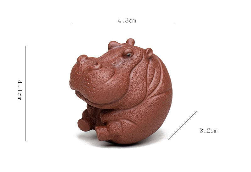 Yixing Zisha Clay Baby Hippo Tea Pet, Hippo Figurine, Handmade Tea Pet, Creative Small Animal Sculpture Decor for Tea Table, 2 Colors