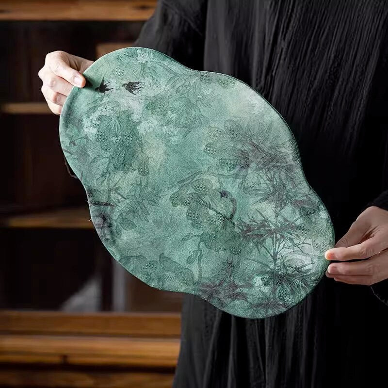 Butterfly Tea-Silk Mat 25x35cm, Gambiered Canton Silk Tea Mat, Natural Dye, Tea table Placemat, Chado Mat, Gongfu Tea Accessory, 6 Styles