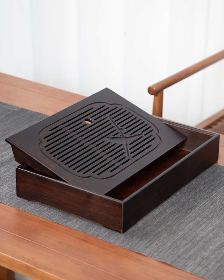 Carbonized Bamboo Tea Tray, Gongfu Tea Boat, Tea Table, Water Storage Tea Tray, Bamboo Serving Tea Tray - 3 Sizes, Gongfu Tea Ceremony