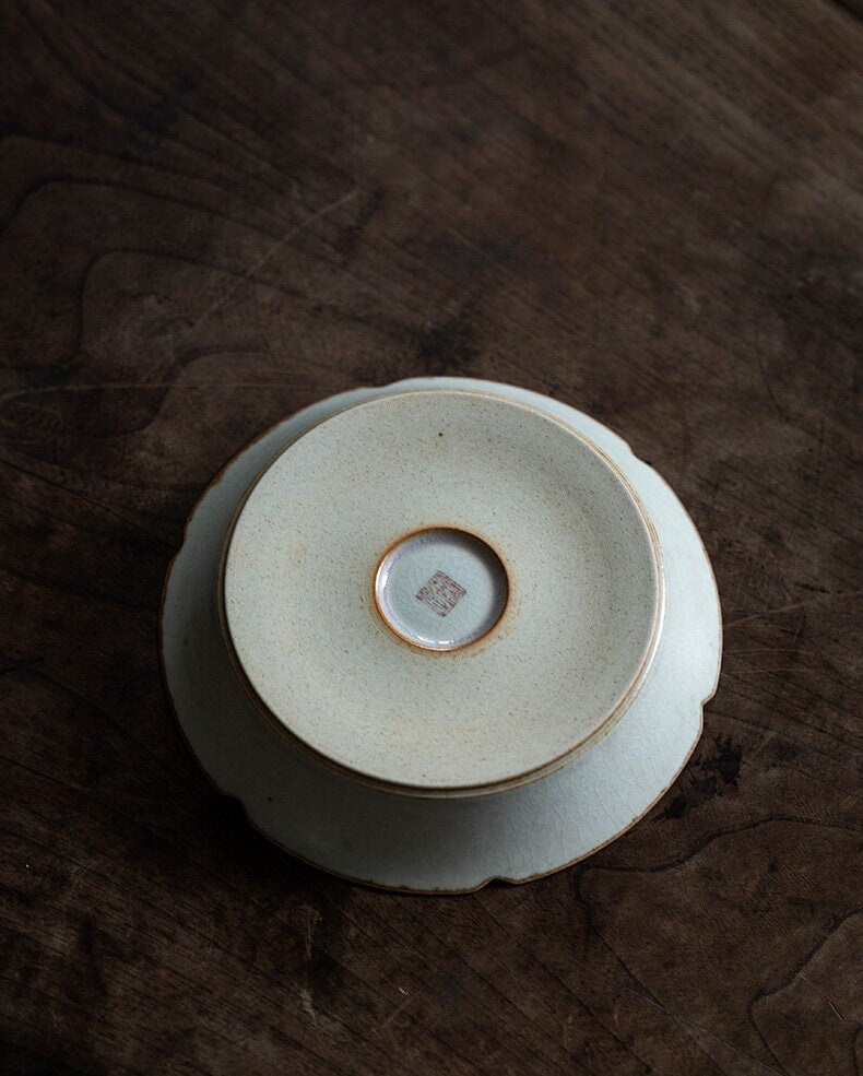 Hand Painted Lucky Clouds Ceramic Teapot Holder (Hu Cheng), Fanggu Style Blue White Teapot Stand, Cup Holder, Gongfu Tea Accessories