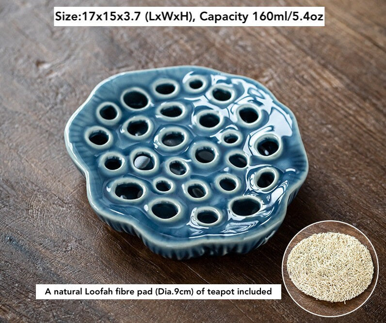 Ceramic Lotus Pod Gongfu Teapot Holder (Hu Cheng), Small Water Storage Teapot Holder, Creative Tea Tray, Kungfu Teapot Stand, 3 Colors