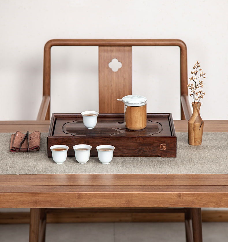 Carbonized Bamboo Tea Tray, Gongfu Tea Boat, Tea Table, Water Storage Tea Tray, Bamboo Serving Tea Tray - 3 Sizes, Gongfu Tea Ceremony
