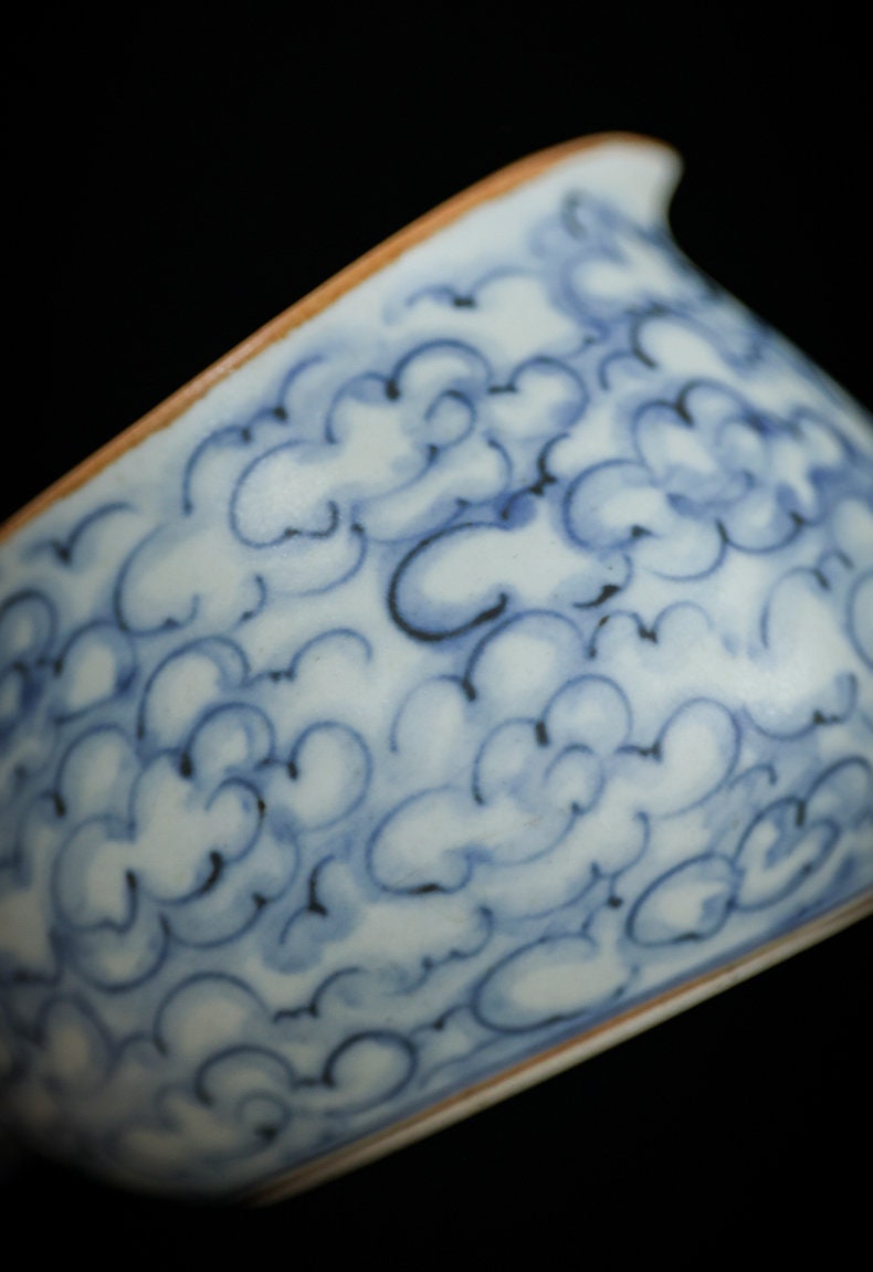 Hand Painted Lucky Clouds Gong Dao Bei (Fairness Cup), Fanggu Style Blue White Tea Pitcher, Cha Hai, Gongfu Tea Accessories - 2 Styles