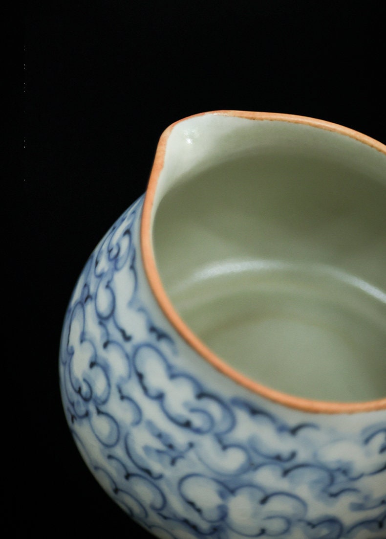 Hand Painted Lucky Clouds Gong Dao Bei (Fairness Cup), Fanggu Style Blue White Tea Pitcher, Cha Hai, Gongfu Tea Accessories - 2 Styles