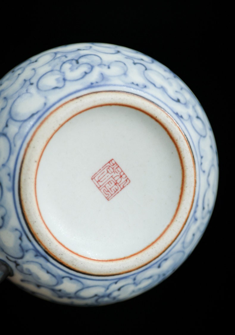 Hand Painted Lucky Clouds Gong Dao Bei (Fairness Cup), Fanggu Style Blue White Tea Pitcher, Cha Hai, Gongfu Tea Accessories - 2 Styles