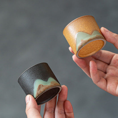 Ceramic Tea Cups ‘Distant Mountains’, Great Kung Fu Tea Cup, choice of 3 colors, Black, White and Yellow