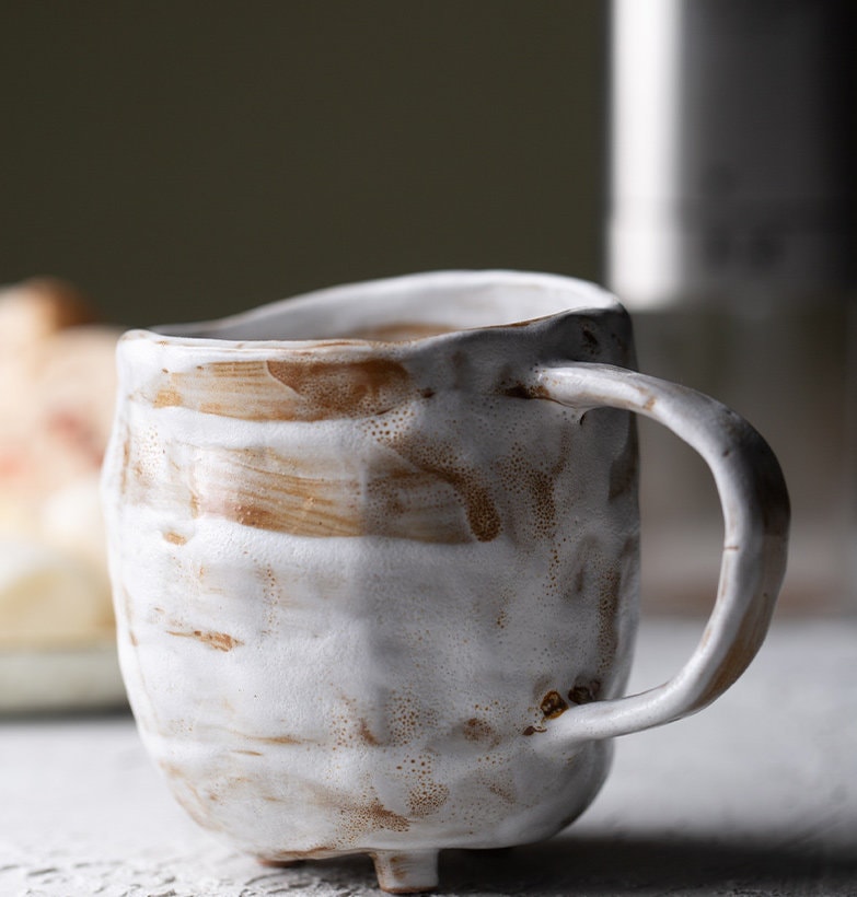 Handmade Stoneware Mug 220ml(7.4oz) | Japanese Style Rustic Ceramic Mug | Office Coffee Mug | Milk Tea Water Coffee Cup